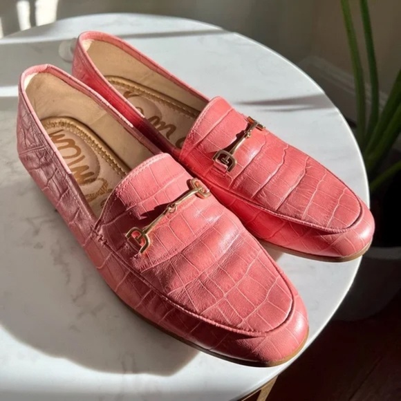 SAM EDELMAN Loraine Croc-Embossed Leather Loafers, Pink - Picture 6 of 8